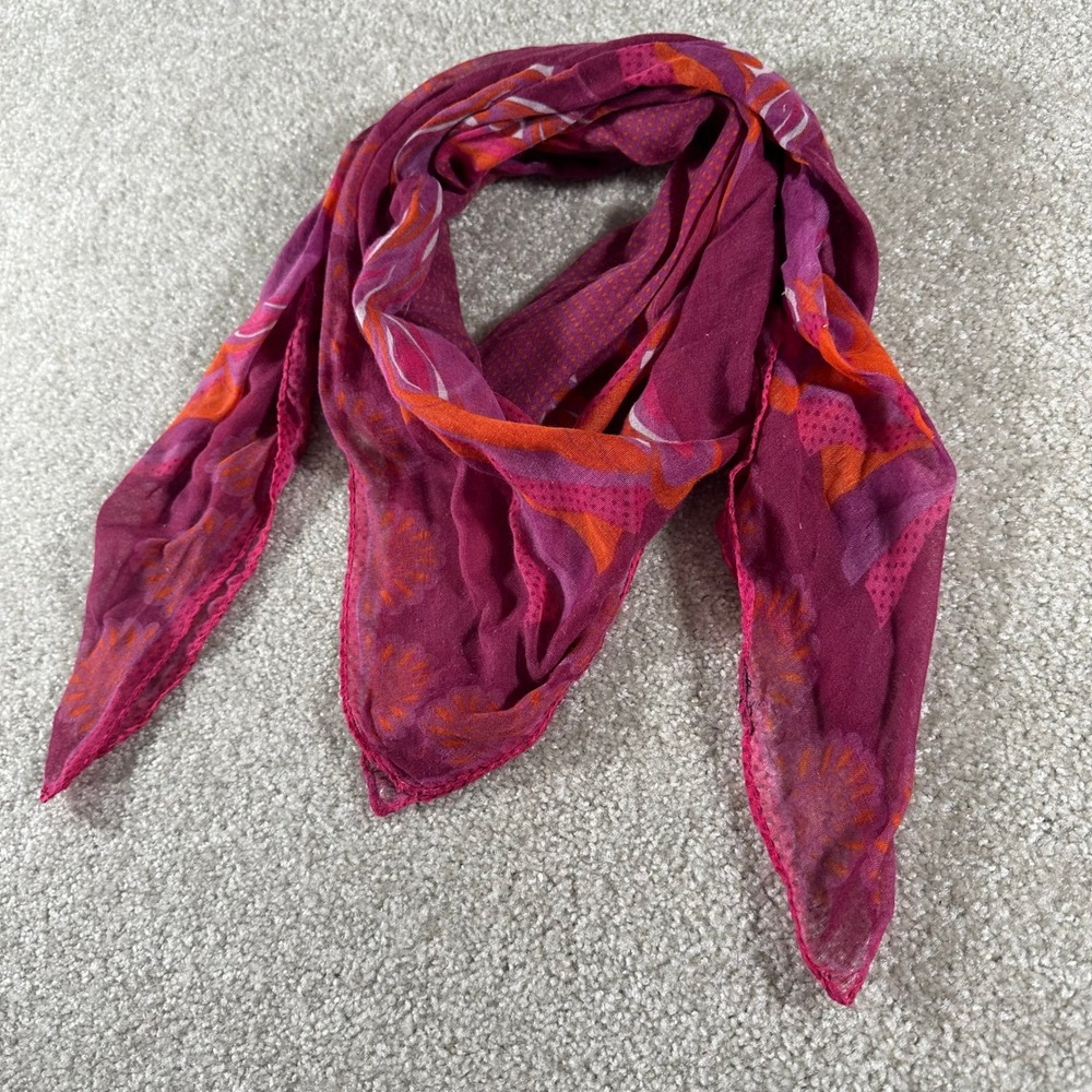 Bohemian Magenta Orange Abstract Print Square Scarf Festival Boho Whimsy - Picture 3 of 5